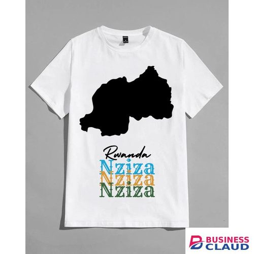 MAP OF RWANDA + QUOTE “RWANDA NZIZA” – White Unisex T-Shirt. Celebrate “Beautiful Rwanda” In White.