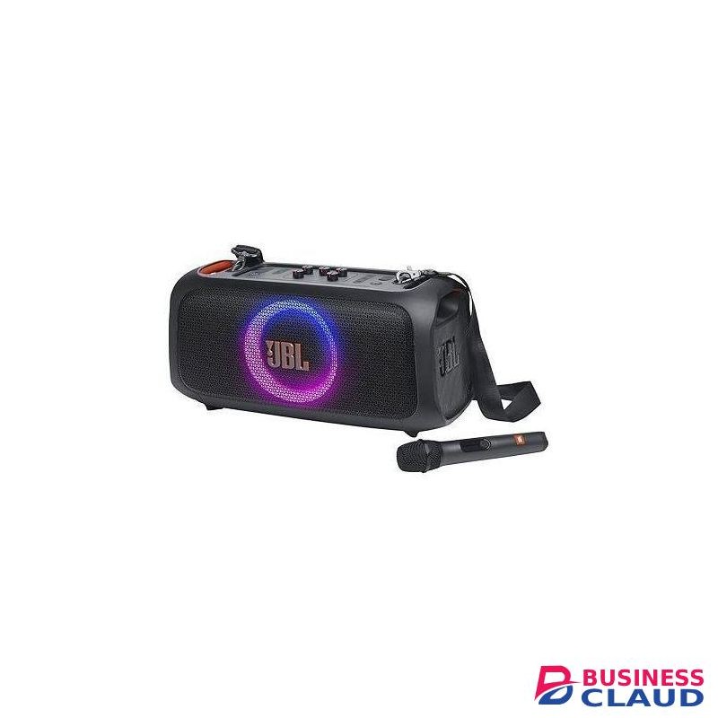 Jbl Bundle of Party Box On-The-Go Essential + 2Pcs Wireless Microphones, Rechargeable Battery (Black)