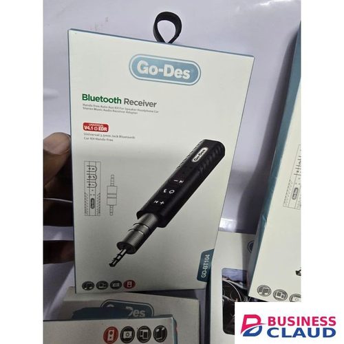 Go-Des GD-BT104 Car AUX Wireless Bluetooth Adapter with Sleek Black Finish