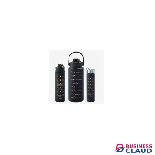 3pcs Set Black Themed Motivational Water Bottles