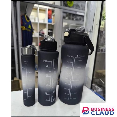 3 Bottle Combo Pack Motivational Water Bottle With Straw Time Marker-multicolor
