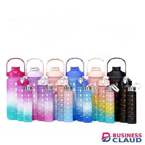 Large Capacity Water Bottle 3pcs/Set Sports Water Bottle With Time Marker. Leakproof, Complete Moisturizing Kit: 3 Bottles, 2Liters, 900ml, 500ml-Your Perfect Companion For Every Occasion!