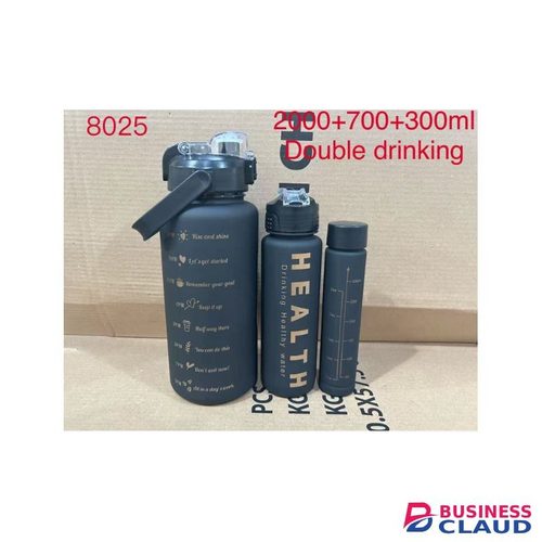 Motivational Water Bottle Set Of 3 With Time Marker, Leakproof Durable Non-Toxic Sipper Water Bottle