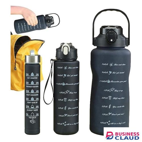 Sports Water Bottle Set with 3 Pieces Different Sizes, Leak Proof, BPA Free, Portable Plastic Sports Bottle for Camping, Bike, School