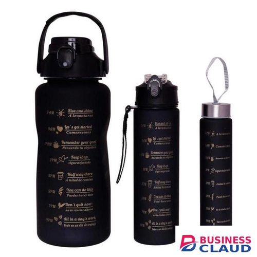 3in1 motivational Black water bottle