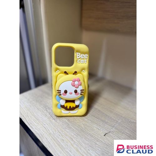 Iphone 16 Pro 3D Bee Hello Kitty Face Grip Tok Holder Cartoon fancy Silicone Soft Phone Case/cover