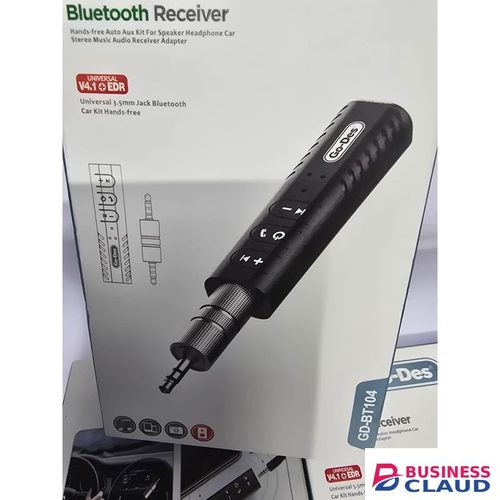 Go-Des GD-BT104 Car AUX Bluetooth Receiver with Built-In Rechargeable Battery and Mic