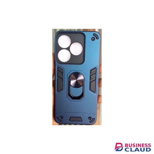 Tecno Spark 10 Shockproof Hybrid Fashion Armor Magnetic Ring Stand Cover Case - Blue