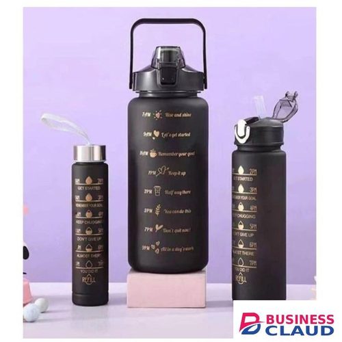 3 Pieces Motivational Sports Bottle, BPA-Free Sports Bottle, Motivational Flask, Large Capacity, 2L+990ML+330ML 3pcs