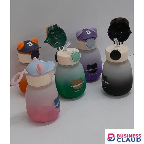 1PC CARTOON SHAPE NAUGHTY BEAR KIDS DRINKNG WATER BOTTLE / WITH STRAW