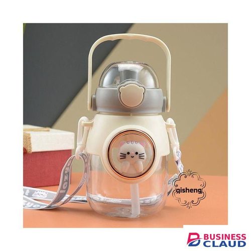 Large Capacity 820ml Kids Cartoon Water Bottle With Straw - W