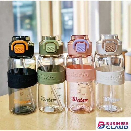 1L Drinking Water Bottle / Clear Fitness Sports Water Bottle With Straw