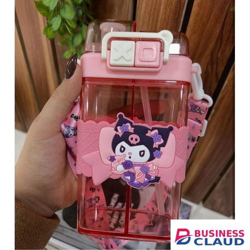 Kids Double Drink Water Bottle / Dual Nozzle Straw With Strap Kids Water Bottle