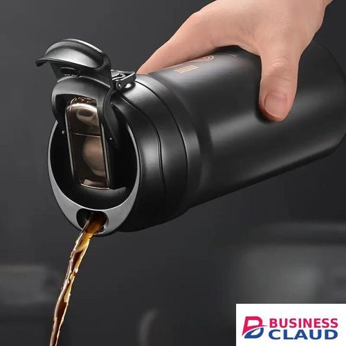 600ml 316 Stainless Steel Double Spout Insulated Coffee Mug - Drink/Straw Dual-Use Design, Leak-Proof and Stain-Proof - Black