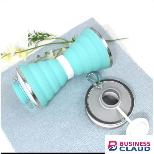 Cute 500ml Collapsible Silicone Water Bottle – Green Portable, BPA-Free, Leak-proof for Travel, Sports, School or Gift idea