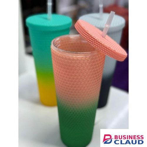 800ml Studded Tumbler with Lid and Straw Reusable Iced Coffee Water Cup Coated Textured Frosted Honeycomb Leak Proof BPA Free Bottle for Smoothies Iced Tea and Water