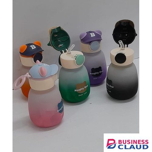 Kids Naughty Bear Water Bottle BPA-Free Plastic 500ml – Leakproof & Fun Cartoon Design for School and Travel