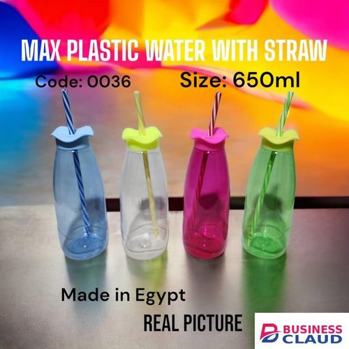 Max Plastic Water Bottle With Straw 650ml 1pc