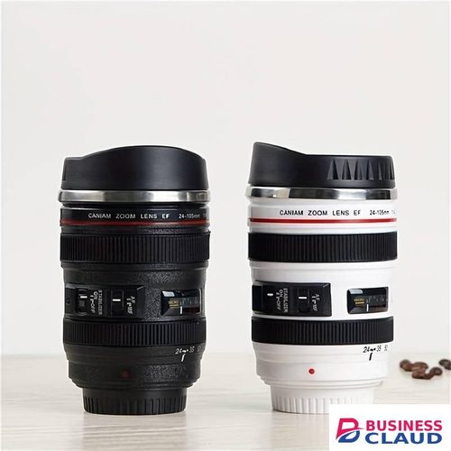 Camera Lens Coffee Mug, Cameras Lens Mug, Travel Coffee Photographers Mugs Stainless Steel Len Mug Interesting Custom Gifts for Women/Men ( White and Black)
