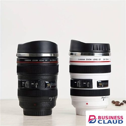 Camera Lens Coffee Mug - 450ml Stainless Steel Insulated Travel Cup with Lid - Unique Gift for Photographers