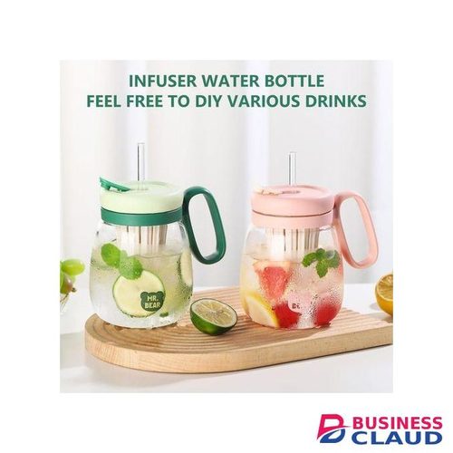 Plastic Water Bottle, Teacup With Infuser And Lid, Tea Bottle, Tea Infuser, Water Cup With Straw Tea Separation Straw Cup 850Ml Drinking Jars, With Tea Infuser For Juices Drinking