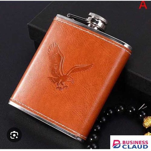 Stainless Steel Wine Pot PU Leather Surface Hip Flask Portable Travel Whiskey Alcohol Bottle Liquor Bottle Small Mini Bottle Hip Flask