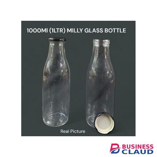 Kitchen Utensil Beverage Glass bottle 1000ml Airtight for Fridge with Airtight Black Cap Best Suitable for Milk, Juice,Water, Shake, Canning, Perservation