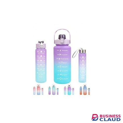 Share this product Motivational Water Bottle With Straw 3 Pcs, 2L, 900ml, 300ml Time Marker Leakproof Bottles For Sports Gym Travel BPA Free - Color May Vary