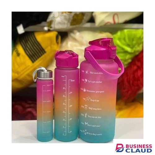 3 In 1 MOTIVATIONAL WATER BOTTLES / 2 LITRES / 900ML / 300ML WITH STRAW