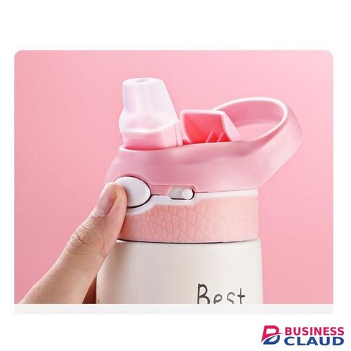 Kids Center Best Kids Thermal Water Bottles - 400ml Stainless Steel, BPA-Free, Eco-Friendly, for Ages 2-6 Pink Flamingo