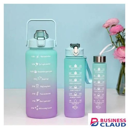 High Quality 3 In 1 Pack Of 3 Water Bottles Sports Water Bottles, Leakproof & BPA Free, Motivational Water Bottles With Time Marker For OuTToor Sports, Fitness, Office