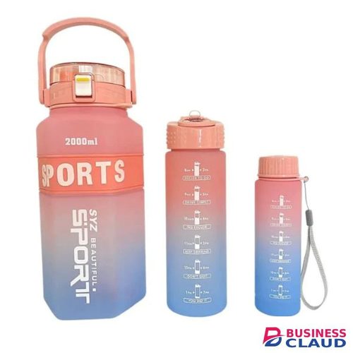 3in1 Sports Motivational Water Bottle with Straw -1