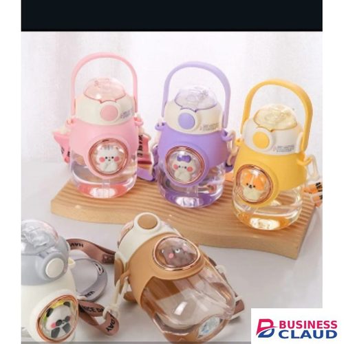 Cute bear children water bottle with straw and 3D stickers 820ml830ml