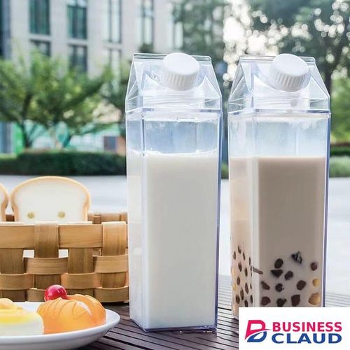 500ml Clear Reusable Milk Carton Water Bottle - Square Plastic Water Bottle