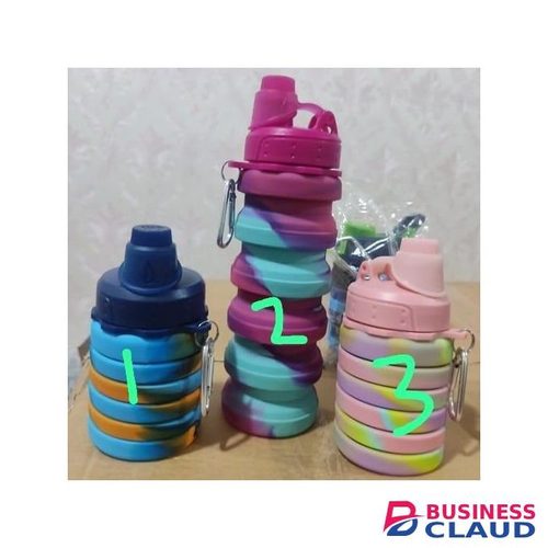 AquaFold Collapsible Pink Silicone Sports Bottle – 500ml - Leakproof, Foldable, Stylish & Travel-Friendly