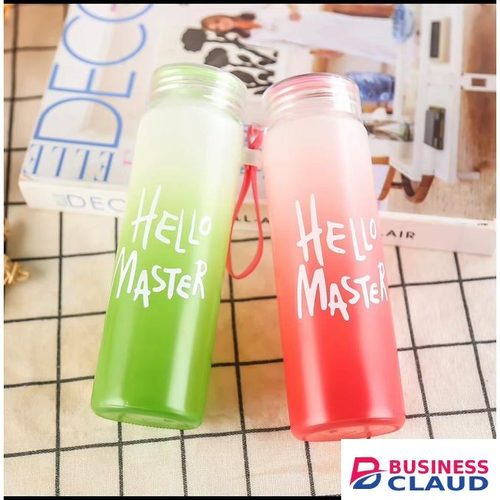 Gifts & Essentials Green Hello Master Gift Colourful High Borosilicate Glass Water Bottle-400ml