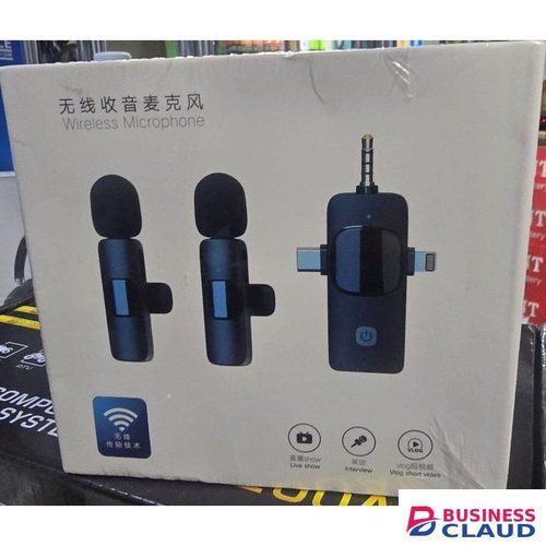 Ultra-Light Wireless Lavalier Mic with Noise Cancelling, 2.4GHz Connection, and 3-in-1 Adapter for Smartphone and Camera Recording