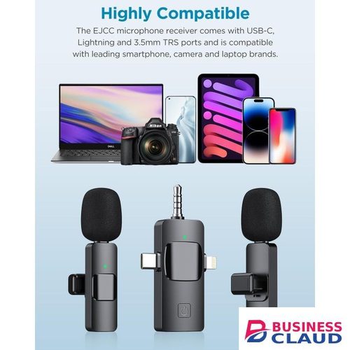Portable Dual Mic Wireless Lavalier 3 in 1 Double Mic for Vlogging