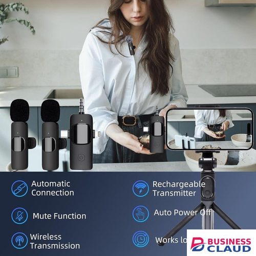 Compact Wireless Lavalier Mic for Streaming and Outdoor Recording with Noise-Canceling