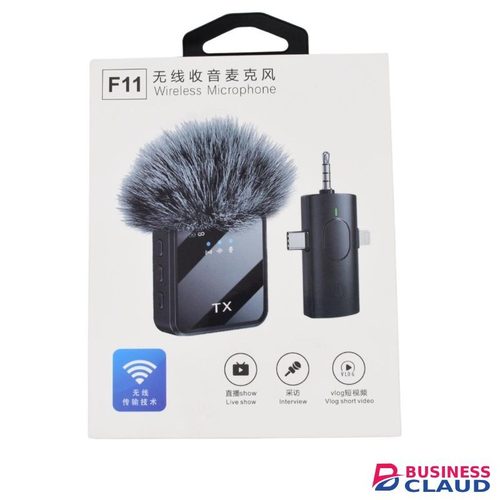 F11 Wireless Lavalier Microphone – Plug & Play, 20m Range, Noise Reduction, 3-in-1 Compatibility