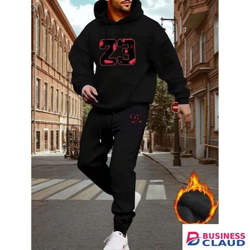 Tracksuits with hoodie Set Printed unisex BLACK