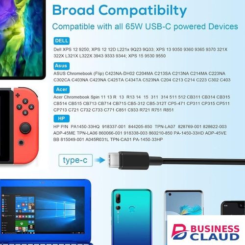 65W 45W USB C Laptop Charger (UL Safety Certified), Type C Universal Fit for Chromebook Lenovo ThinkPad USB-C Adapter Power Supply, Compatible with 65 Watt All Type-C Electronic Devices Power Cord