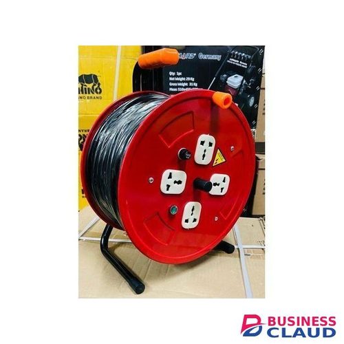 50M Heavy Duty Cable Reel, Industrial Power Extension Cord, Outdoor & Indoor Waterproof Electrical Cable Reel with 4 Sockets for Home, Office, Workshop, Construction