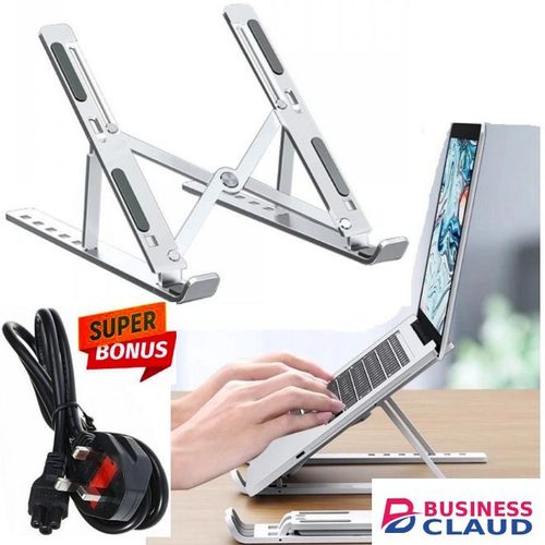 Adjustable Laptop Holder Stand - Foldable Portable Laptop Holder + FREE Laptop Charger Power Cable Cord