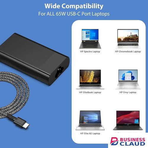 Slim HP 65W USB C Laptop Charger Power Adapter Replacement for HP Spectre X360,Spectre,Elitebook x360,Elitebook,Envy,Chromebook,Elite x2,ProBook Travel Type C Power Cord Supply