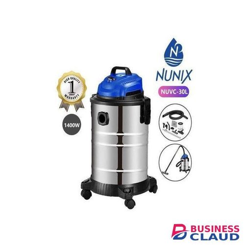 Wet and Dry Vacuum Cleaner 1400 Watts motor Stainless steel 30 Liter tank Caster Wheeled 3.5M Power cord