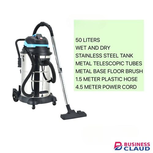 50 LITRES WET AND DRY STAINLES STEEL TANK METAL TELESCOPE TUBES METAL BASE FLOOR WITH 1.5 PLASTIC HOSE AND 4.5 POWER CORD