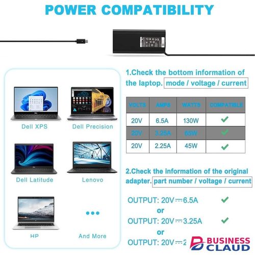 Replacement Dell 130W Laptop Charger USB C Type C AC Adapter for Dell Precision 5530 2in1 5550 5750 3560 3550 XPS 15 9500 17 9700 Latitude 7410 5510 9410 9510 DA130PM170 HA130PM170 Power Supply Cord