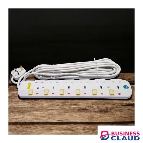 JSB 6 Way Power Extension Cord 10m Heavy Duty Safe ABS Plastic Socket Design