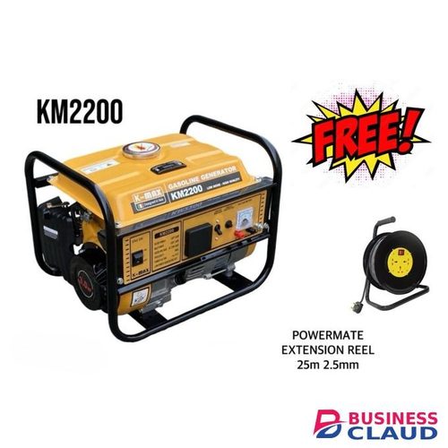 KMA 1.2KW Petrol Generator 5L Tank, 80CC, 154F Engine, Recoil Start, DC and AC Output Gasoline Generator + Free 25M 2.5mm Reel Extension